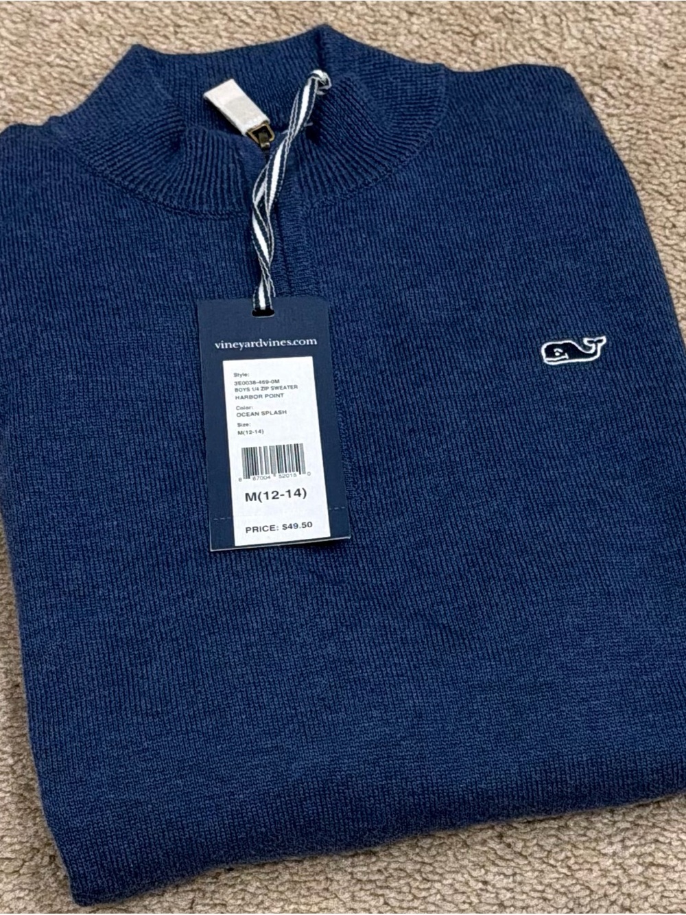 Vineyard Vines Cotton Knit 1/4 Zip Mock Neck Pullover Sweater YM
